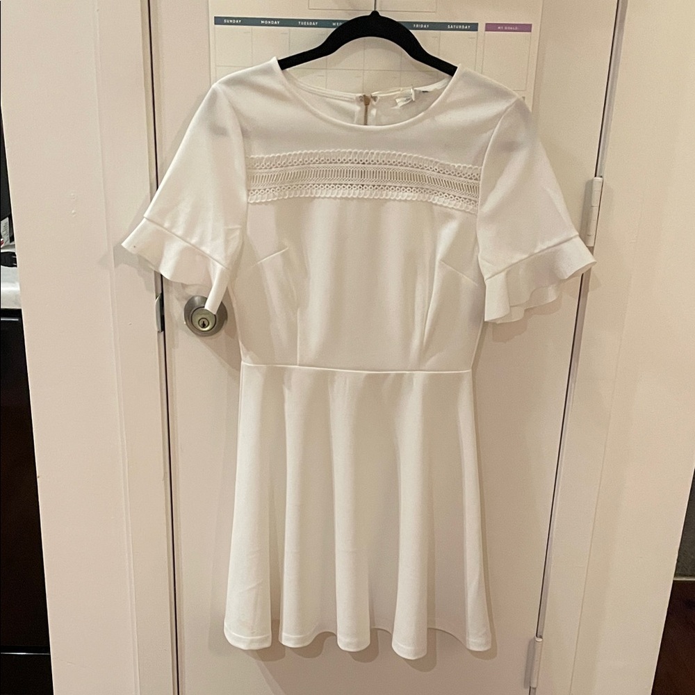 She + Sky Cream Dress with Lace Detail